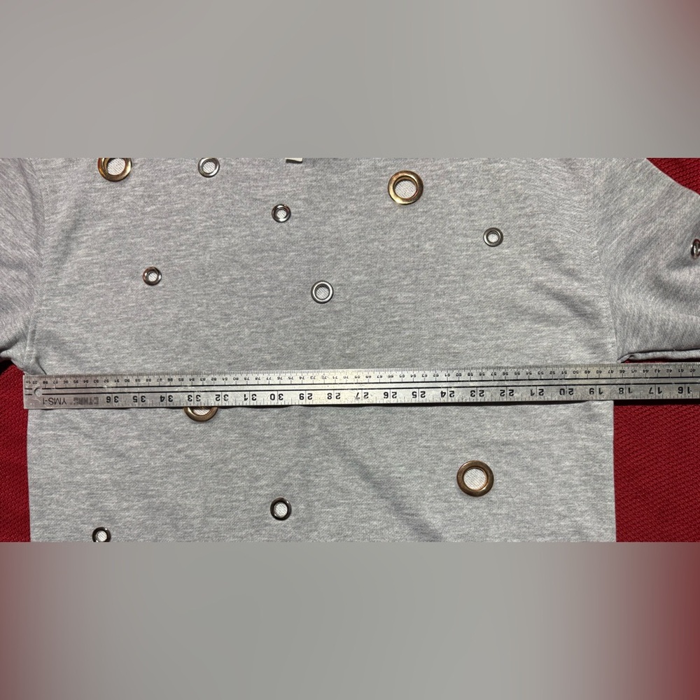 Jolie Heather Gray Sweatshirt with Metallic Rings - Picture 4 of 5